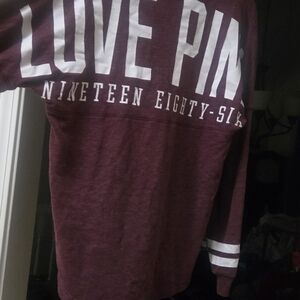 PINK Victoria's Secret Maroon and White Sweater